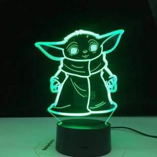 Lámpara 3d Baby Yoda 7 colores Marvel Star Wars Rgb