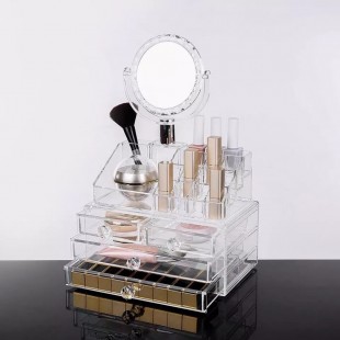 Cosmetiquero Acrílico Organizador De Maquillaje Con Espejo