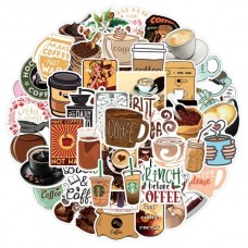 Set 50 Stickers Café Bebida Caliente Decorativo Skateboard